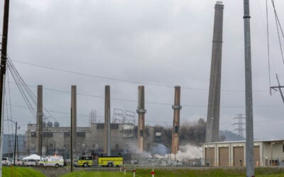 The 2019 demolition of the last standing portions of the coal-fired generation units at LG&E's Cane Run power plant.