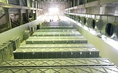 Battery racks at Moss Landing Energy Storage Facility, California. Image: LG Energy Solution.