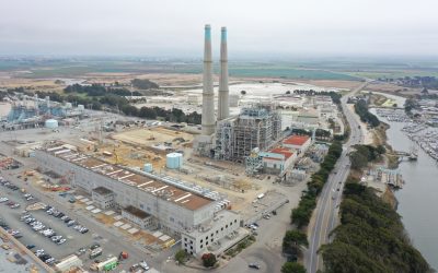 Aerial view of the Moss Landing site, including the Vistra natural gas plant which the site is historically better known for. Image: LG Energy Solution.