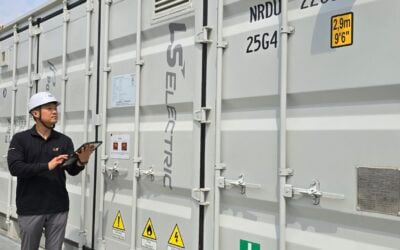 Close-up of BESS containers at an LS Electric project. Image: LS Electric.