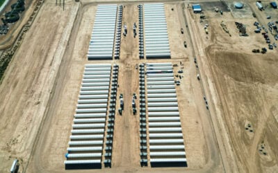 Aerial view of the 15-acre battery yard at Longroad Energy's Sun Streams 3 solar-plus-storage project in Maricopa County, Arizona. Image: Longroad Energy