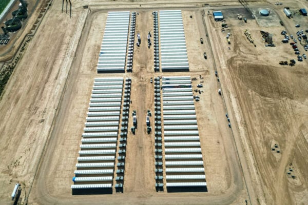 Aerial view of the 15-acre battery yard at Longroad Energy's Sun Streams 3 solar-plus-storage project in Maricopa County, Arizona. Image: Longroad Energy
