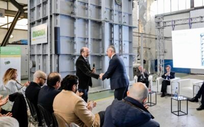Presentation of a Magaldi MGTES unit at the event in Salerno, Italy. Image: Enel X / Magaldi Group