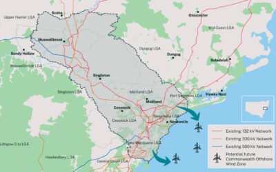 Map showing the planned Hunter Central Coast REZ, where the larger of the two approved BESS projects will be sited. Image: NSW Government.