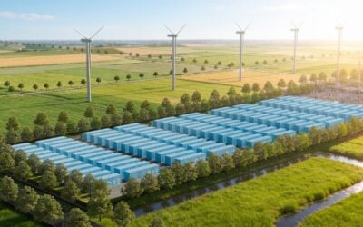 Rendering of a large-scale Ore Energy iron-air battery energy storage system (BESS) project. Image: Ore Energy