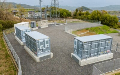 BESS units manufactured by Japanese company PowerX at OLY Powerstorage Midoricho, another project for which electricity market participation is managed by KEPCO subsidiary E-Flow, for customer Olympia. Image: Olympia / PowerX