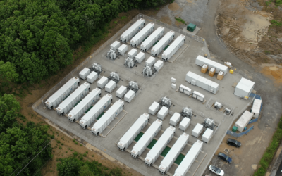 Aerial view of the 50MW / 50MWh project site in Kent, southern England. Image: Pivot Power.