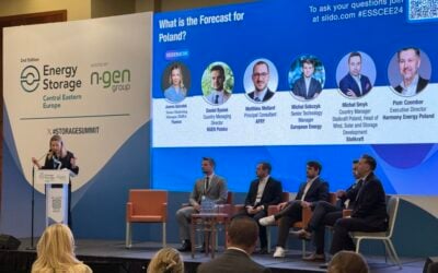 A panel discussion at last week's Energy Storage Summit Central and Eastern Europe (CEE) 2024 in Warsaw, Poland. Harmony Energy's Piotr Czembor is sitting on the far right. Image: Solar Media.