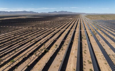 PV arrays at Gemini Solar + Storage. CATL provided the BESS containers and IHI Terrasun served as system integrator. The project was one of the largest to come online in the US last year. Image: Primergy.