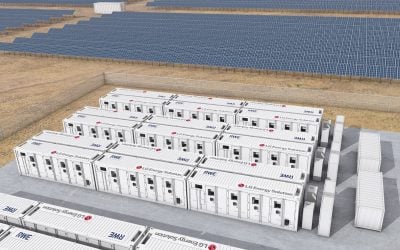 Illustration of a solar-plus-storage power plant with LG ES BESS equipment. Image: LG Energy Solution.