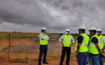 ReNew Power CEO, chairman and founder Sumant Sinha visits one of the company's wind projects in Jagalur, India. Image: ReNew Power via Twitter.