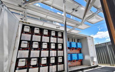 Redflow's ZBM battery units stacked to make a 450kWh system in Adelaide, Australia. Image: Redflow