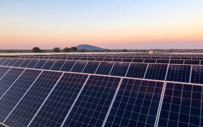 A utility-scale solar PV plant at sunset in Mozambique. Image: Scatec.