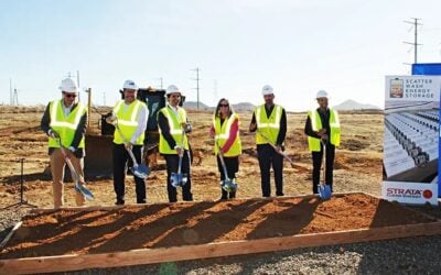 Groundbreaking ceremony at the Scatter Wash project, held towards the beginning of this year. Image: Strata Clean Energy