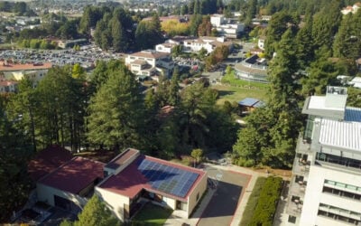 Rooftop solar PV in the foreground as part of a microgrid project in Humboldt County, California. Image: Schatz Energy Research Center