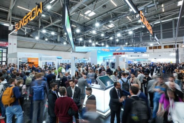 Sungrow's stand at ees Europe in Munich, Germany last month. Image: Sungrow.