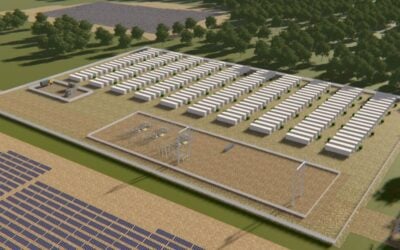 A render of Ark Energy's Richmond Valley Solar & BESS project, proposed for northern NSW, Australia. It will be an 8-hour project, totalling 275MW/2,200MWh of BESS capacity, supplied by Hanwha Energy. Image: Ark Energy.