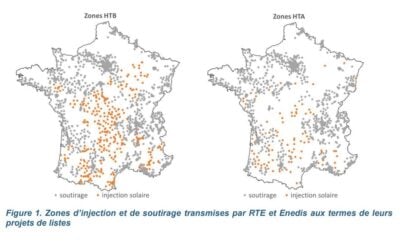 A map of zones in France that are part of an upcoming reform to grid fees