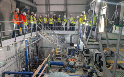 Workers at RheEnergise's UK demonstrator plant.