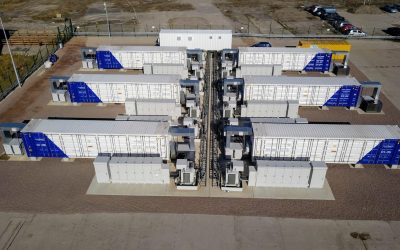 Sembcorp has been involved with UK BESS projects like the one pictured, which uses Fluence's containerised battery units. Image: Sembcorp.