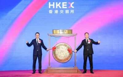 Sigenergy founder and CEO Tony Xu with company president Samuel Zhang, at the listing ceremony. Image: Sigenergy.