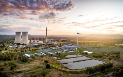 Rendering of Stanwell Clean Energy Hub, a mixed technology development underway at the site of a retired fossil fuel plant. Image: Queensland government.