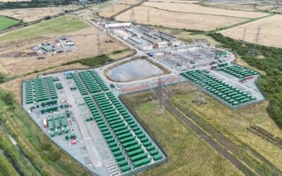 Aerial view of the 300MW/600MWh battery energy storage system project. Image: Statera Energy