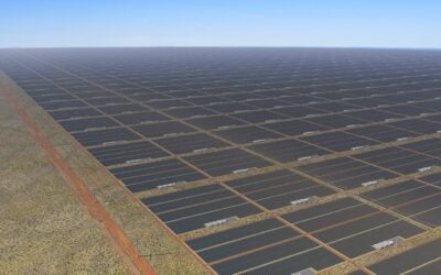 Rendering of solar PV arrays as would be constructed for Sun Cable's project. Image: Sun Cable.