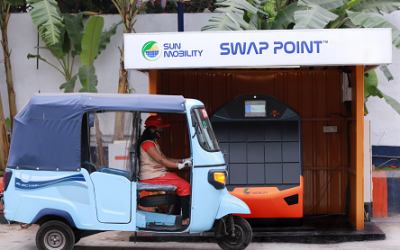 Battery swap station for light-duty EVs in India. Image: Sun Mobility.