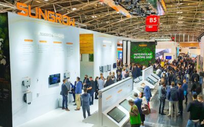 Sungrow exhibiting at the Intersolar Europe trade event a few weeks ago. Image: Sungrow.