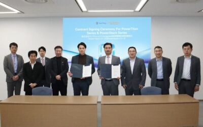 Sungrow and Sun Village representatives at the contract signing in Tokyo, Japan. Image: Sungrow.