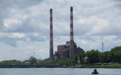 The now-demolished stacks at Trenton, Michigan, photographed in 2022. Image: wikimedia user Notorious4life