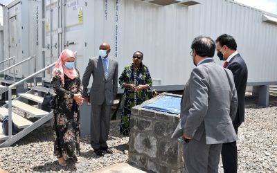 Inauguration of 14MW of BESS in Mauritius late last year. Image: Stéphane Bellerose@UNDP Mauritius.