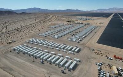 Rendering of containerised battery storage as it may look at the site within the boundaries of land already designated for Desert Sunlight. Image: US Bureau of Land Management.