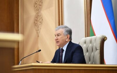 Uzbekistan president Shavkat Mirziyoyev, pictured at an event in December, attended the signing of project agreements a year ago. Image: President of the Republic of Uzbekistan