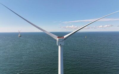 GE Haliade-X wind turbine at Vineyard Wind 1, a recently commissioned offshore wind project off the New England coast. Image: Worldview Films.