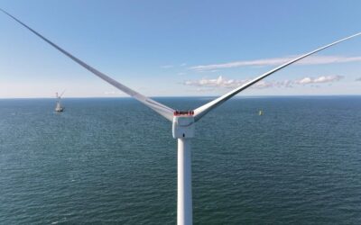 GE Haliade-X wind turbine at Vineyard Wind 1, a recently commissioned offshore wind project off the New England coast. Image: Worldview Films.