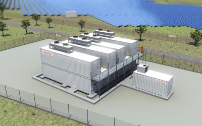 Early concept rendering of the Vametco mini-grid's battery system. Image: Abengoa.