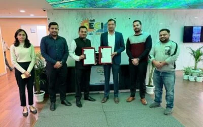 Representatives of another ACME Solar subsidiary, ACME Platinum Urja, celebrate the signing of a PPA with SECI in November 2025. Image: ACME Solar