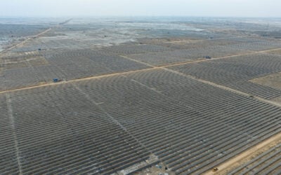 Adani Green Energy's Khavda solar PV complex, adjacent to the new BESS installation, will feature 30GW of generation capacity when complete. Image: Adani Green Energy