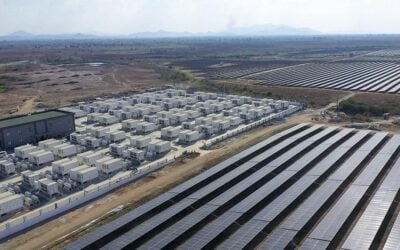 Solar PV and battery storage at National Solar Park, Kampong Chhnang, Cambodia. Image: ADB