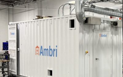 An Ambri containerised battery storage unit. The company's patented liquid metal batteries have been in operation at a Microsoft data centre since 2022. Image: Ambri via LinkedIn