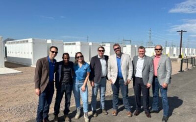 The Burns & McDonnell team at the ribbon-cutting to inaugurate the 1GWh Sierra Estrella project with developer Plus Power for Arizona utility SRP. Image: Burns & McDonnell