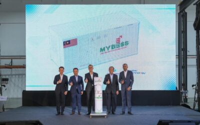 The launch of MYBESS, with MITI's minister Aziz in the centre. Image: Citaglobal Genetec BESS.