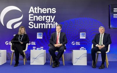 George Papanastasio (right) Cyprus' Minister of Energy, Trade and Industry, at the recent 14th Athens Energy Summit. Image: Cyprus Ministry of Energy, Trade and Industry.