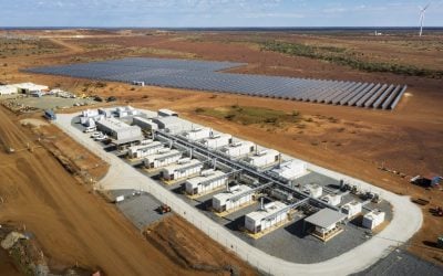 Battery storage as part of a renewable hybrid microgrid at Agnew gold mine, Western Australia. Image: EDL.