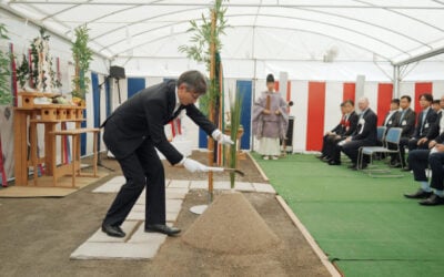 Eku Energy's managing director for Japan, Kentaro Ono, at the groundbreaking ceremony for the Hirohara BESS. Image: Eku Energy