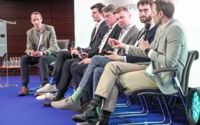 Energy Dome's Ben Potter participated in a panel discussion on energy storage tolling agreements at the 2025 summit. Image: Solar Media