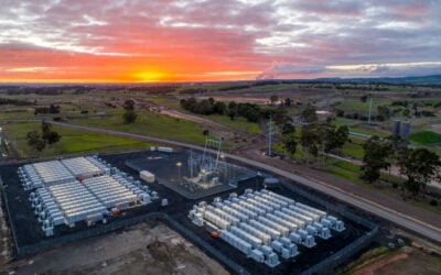 Hazelwood BESS, pictured in May 2023, built on the site of a decommissioned coal power plant. Image: Engie.