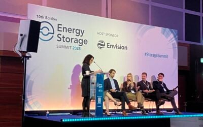 Wood Mackenzie's Anna Darmani moderating a discussion at the 2025 edition of the Energy Storage Summit in London, UK. Image: Solar Media